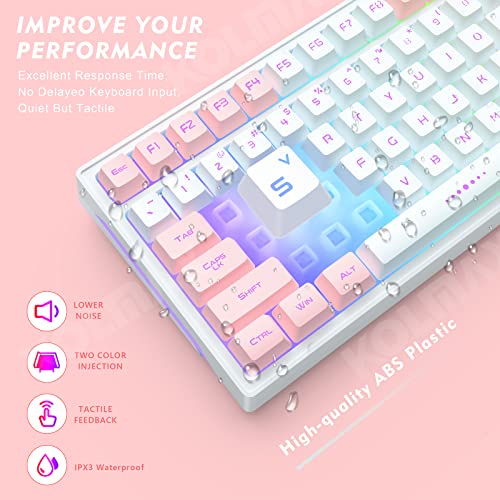 White RGB Backlit Wireless Keyboard & Mouse Combo, 98 Keys