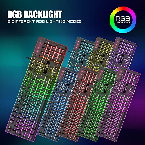RedThunder K10 Gaming Keyboard Mouse Wrist Rest Combo