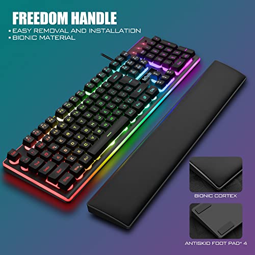 RedThunder K10 Gaming Keyboard Mouse Wrist Rest Combo