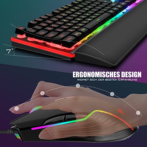 RedThunder K10 Gaming Keyboard Mouse Wrist Rest Combo