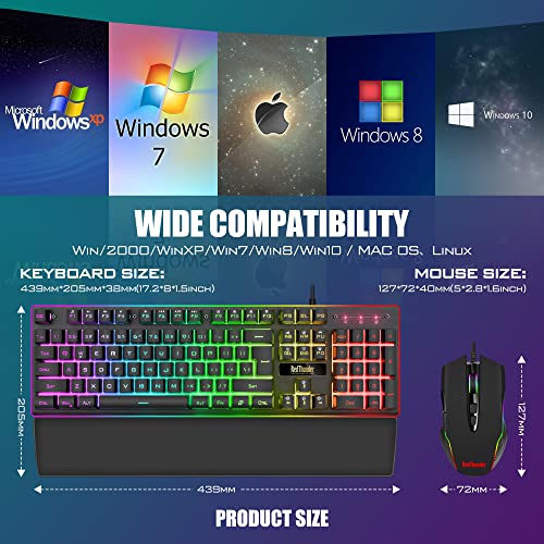 RedThunder K10 Gaming Keyboard Mouse Wrist Rest Combo