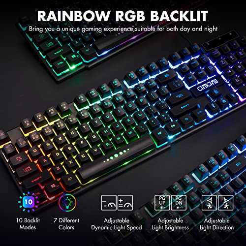 RGB Backlit Gaming Keyboard and Mouse Combo for Mac PC PS5 PS4 Xbox One