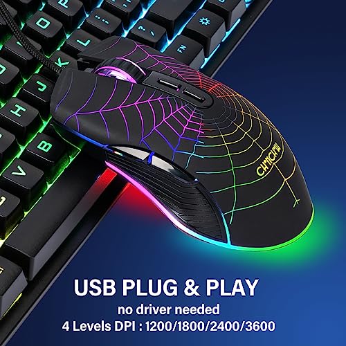 RGB Backlit Gaming Keyboard and Mouse Combo for Mac PC PS5 PS4 Xbox One