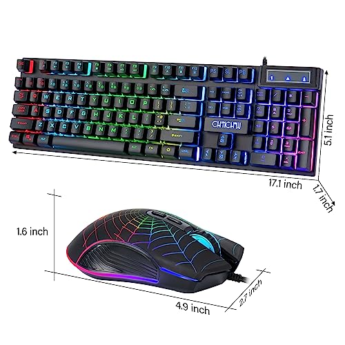 RGB Backlit Gaming Keyboard and Mouse Combo for Mac PC PS5 PS4 Xbox One