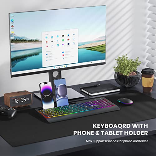 GEODMAER Wireless Keyboard and Mouse Combo with Phone Holder