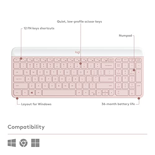 Logitech MK470 Slim Wireless Keyboard Mouse Combo - Compact, Quiet