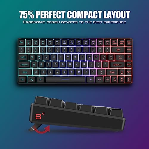 RedThunder K84 Wireless Keyboard and Mouse Combo, Rainbow Backlit, 75% Layout Compact Gaming Keyboard & Lightweight Honeycomb Optical Mouse