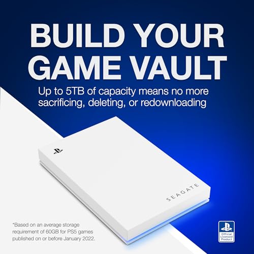 Seagate 5TB Game Drive for PS5 - USB 3.0, Blue LED