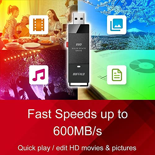 BUFFALO External SSD 500GB - Fast Data Transfer