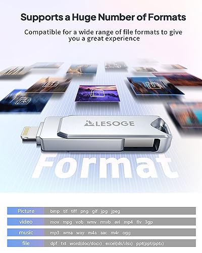 256GB MFi Certified Flash Drive for iPhone, Android, PC