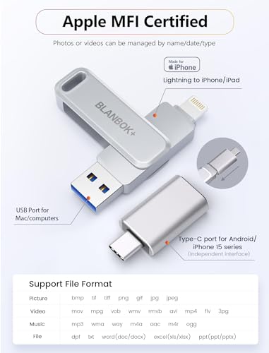 256GB MFi Certified Flash Drive for iPhone & Android