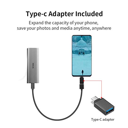 SSK 256G Portable External SSD USB-C Mini Drive