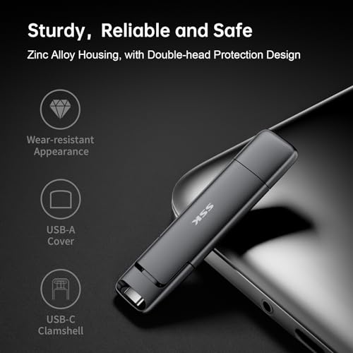 2TB External USB SSD, 550MB/s, 2-in-1 Dual Drive