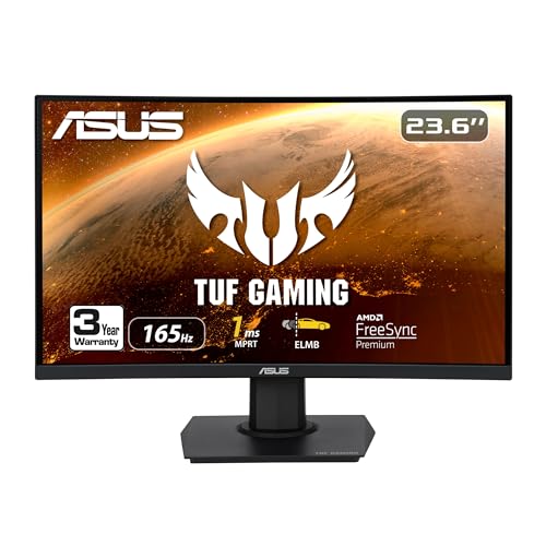 ASUS TUF Gaming 23.6" 1080P Curved Monitor - Full HD, 165Hz, 1ms