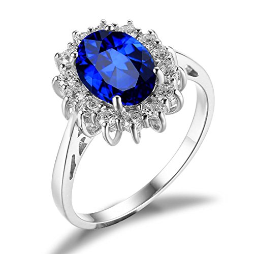 Blue Sapphire Halo Statement Engagement Rings for Women