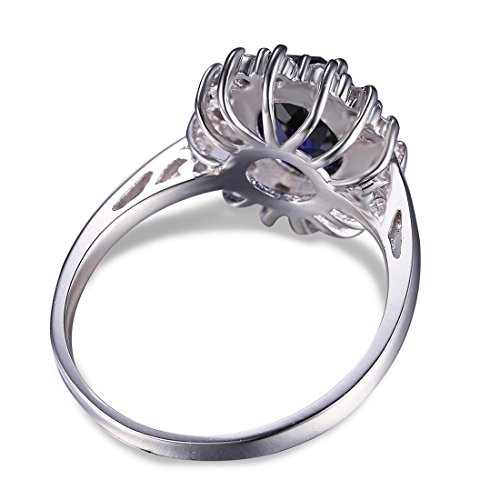 Blue Sapphire Halo Statement Engagement Rings for Women