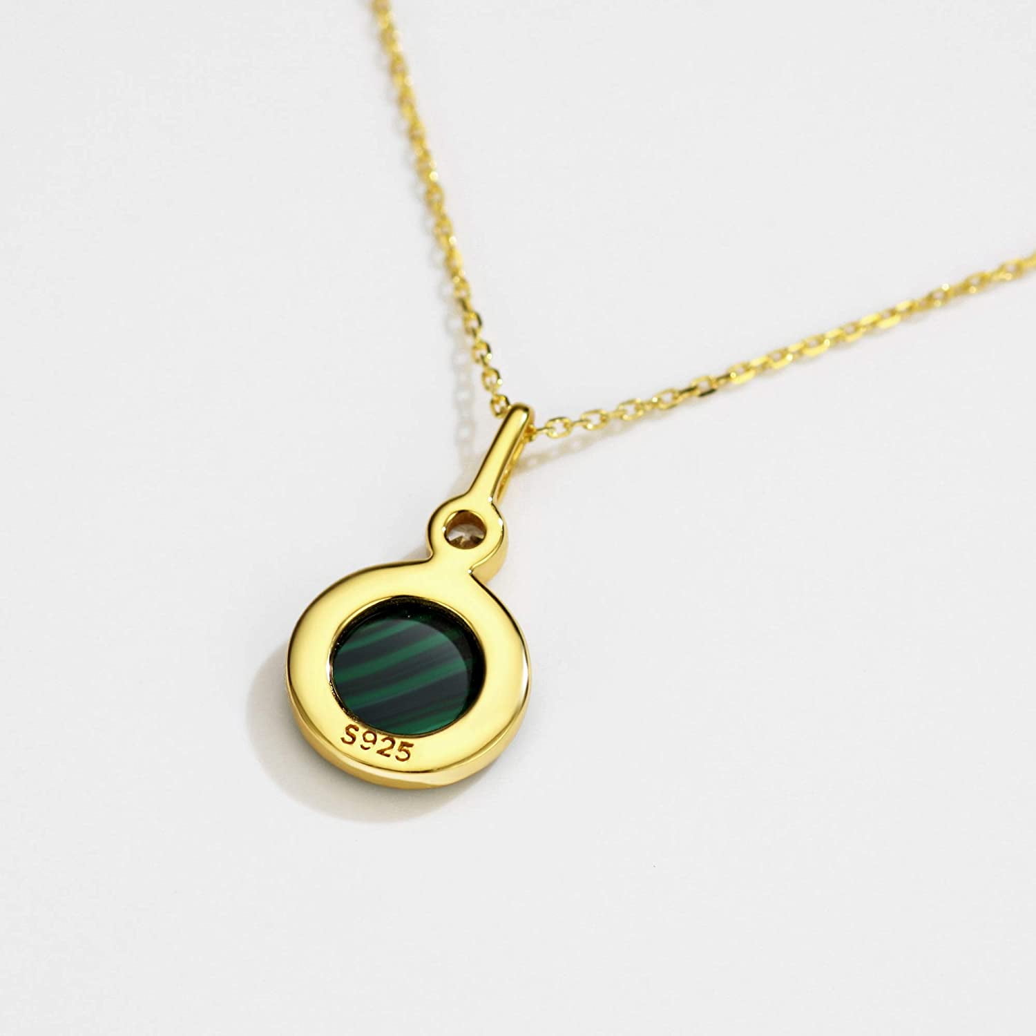 Malachite Pendant Necklace - 18K Gold Plated Silver