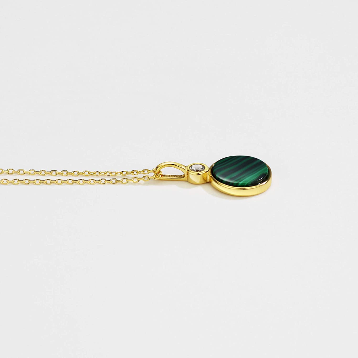 Malachite Pendant Necklace - 18K Gold Plated Silver
