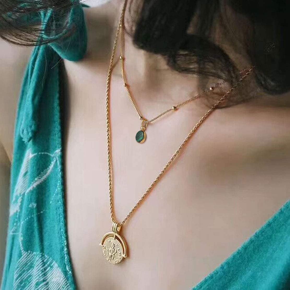 Malachite Pendant Necklace - 18K Gold Plated Silver
