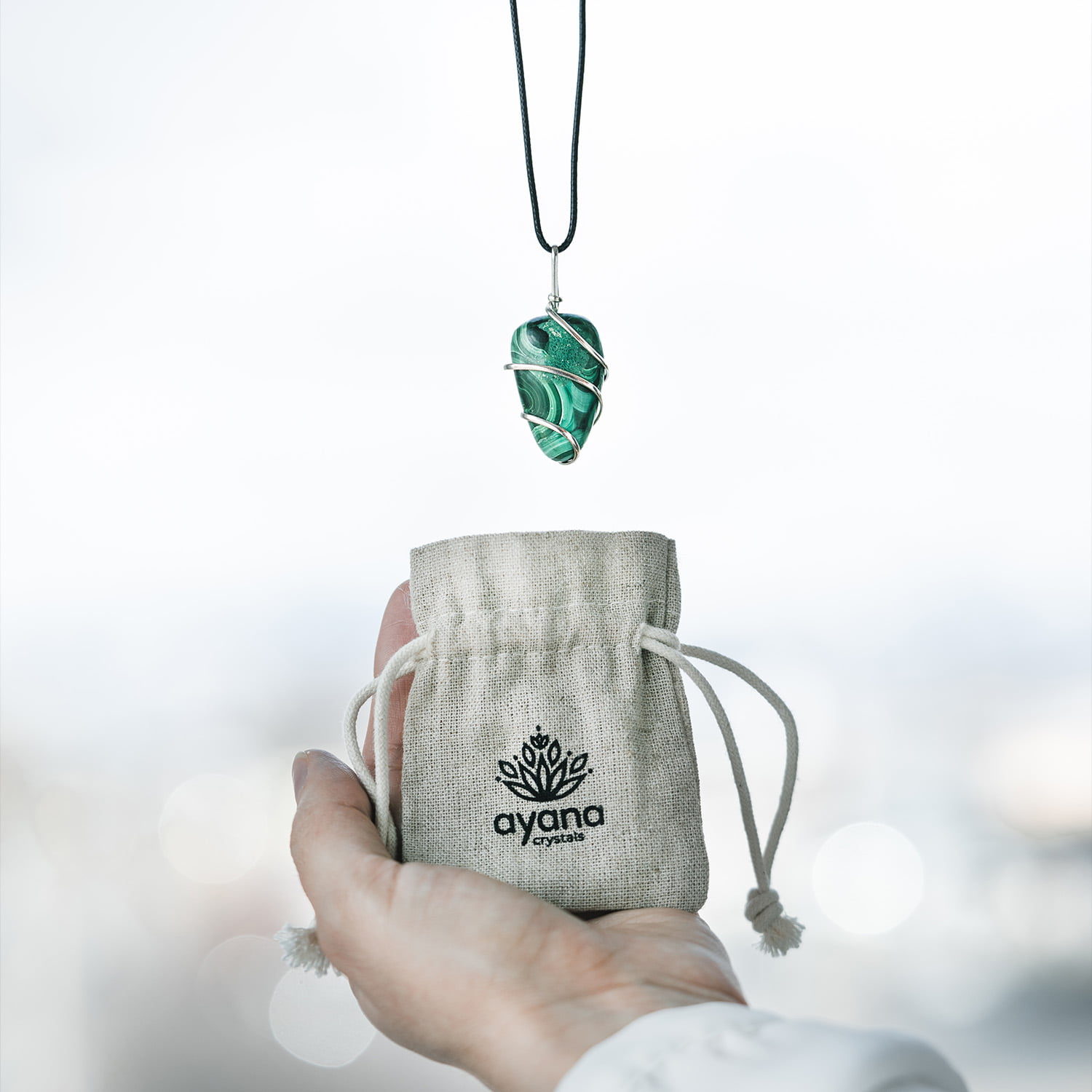 Ayana Malachite Crystal Pendant Necklace | Protection & Energy