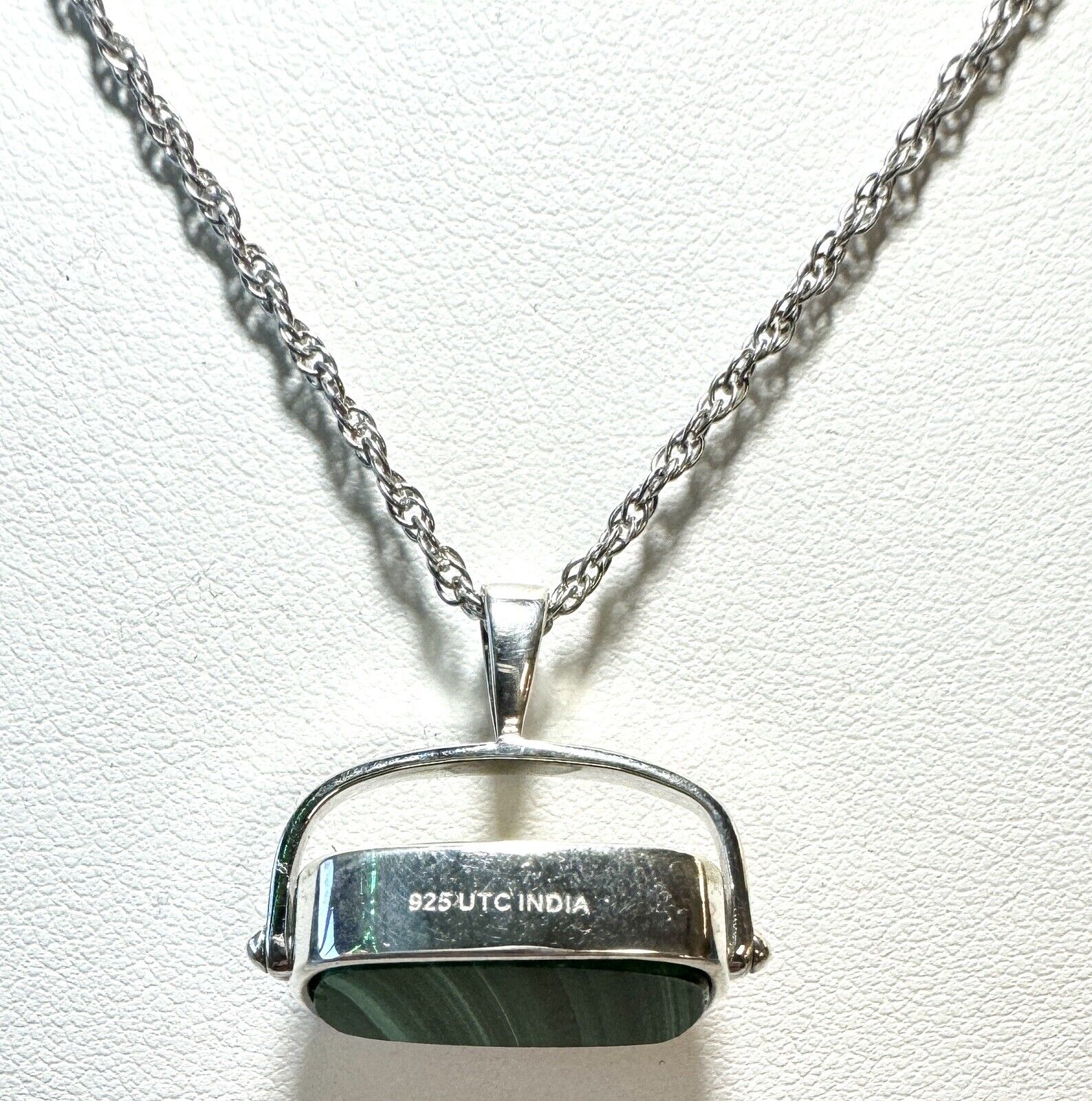 Malachite and Tigers Eye Reversible Pendant Necklace