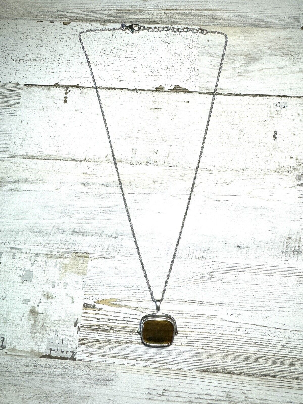Malachite and Tigers Eye Reversible Pendant Necklace