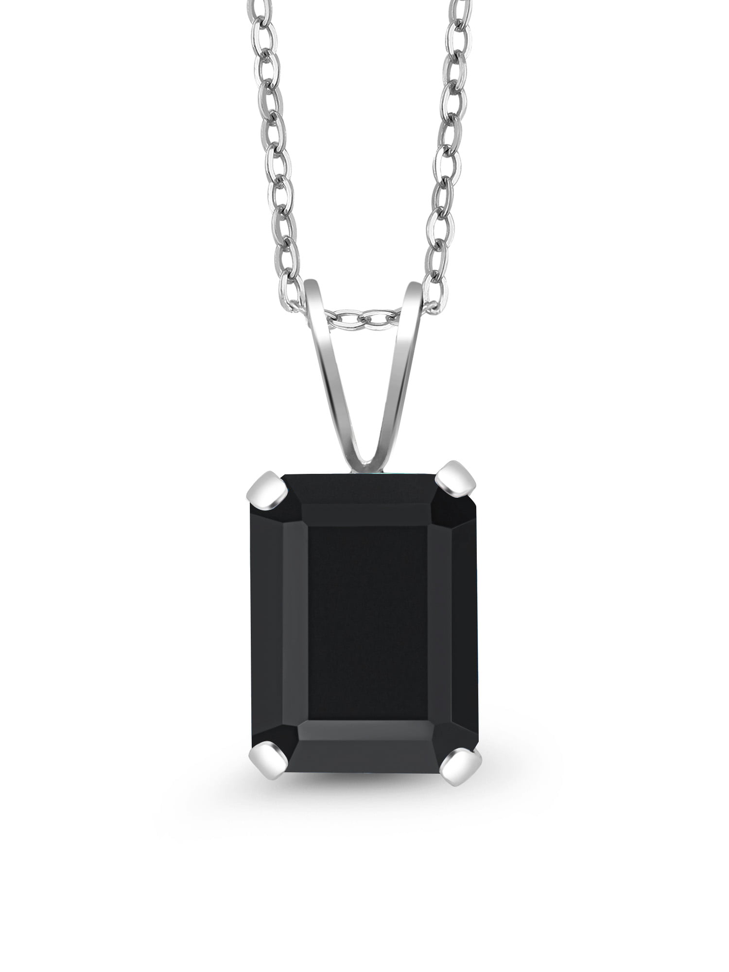 Black Onyx Pendant Necklace with Emerald Cut Gemstone