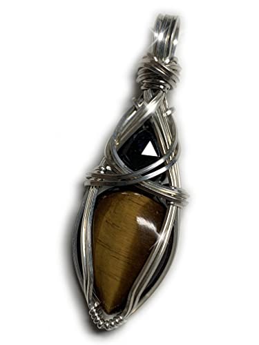 Tiger Eye and Black Onyx Necklace Pendant - Protection
