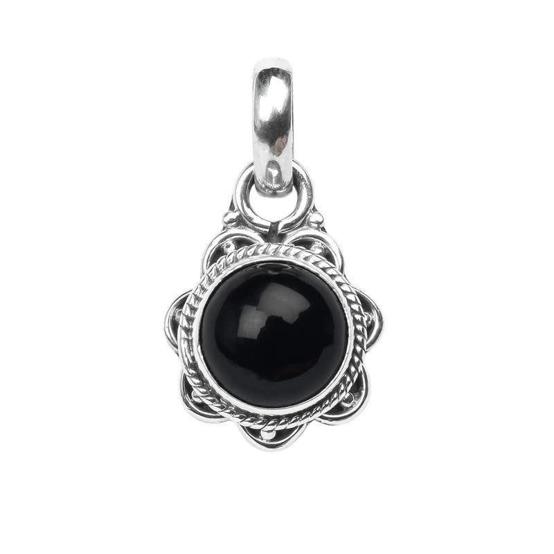 Black Onyx Sterling Silver Necklace Pendant for Women
