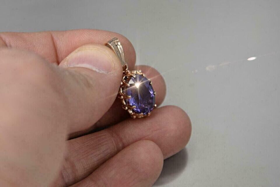 Lab-Created Alexandrite Pendant, 3 Ct Oval Cut, Rose Gold