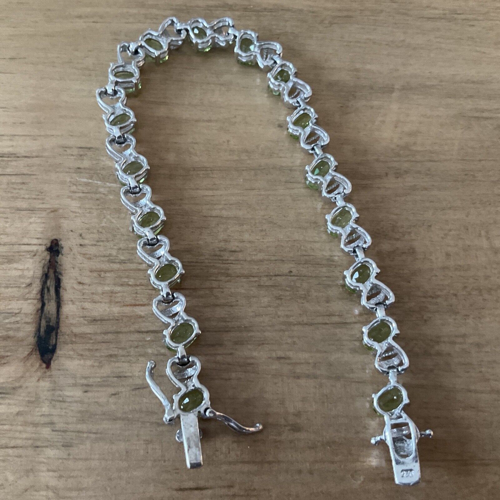Green Peridot Sterling Silver Oval Tennis Bracelet Gemstone