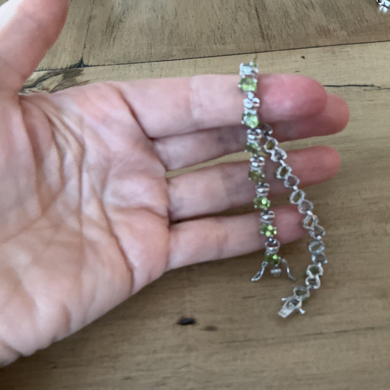 Green Peridot Sterling Silver Oval Tennis Bracelet Gemstone