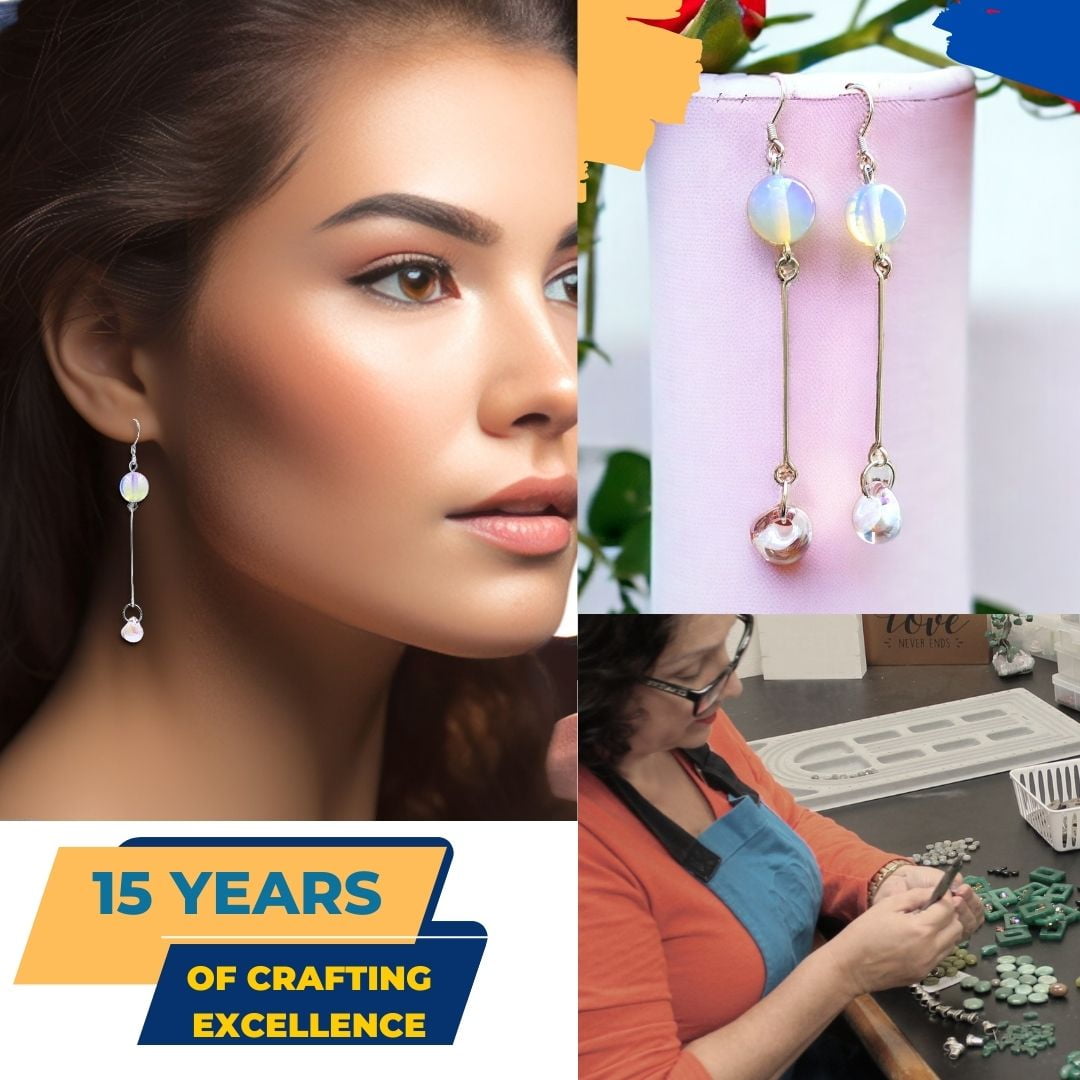 Glass Drop Moonstone Earrings - Sterling Silver by BESHEEK