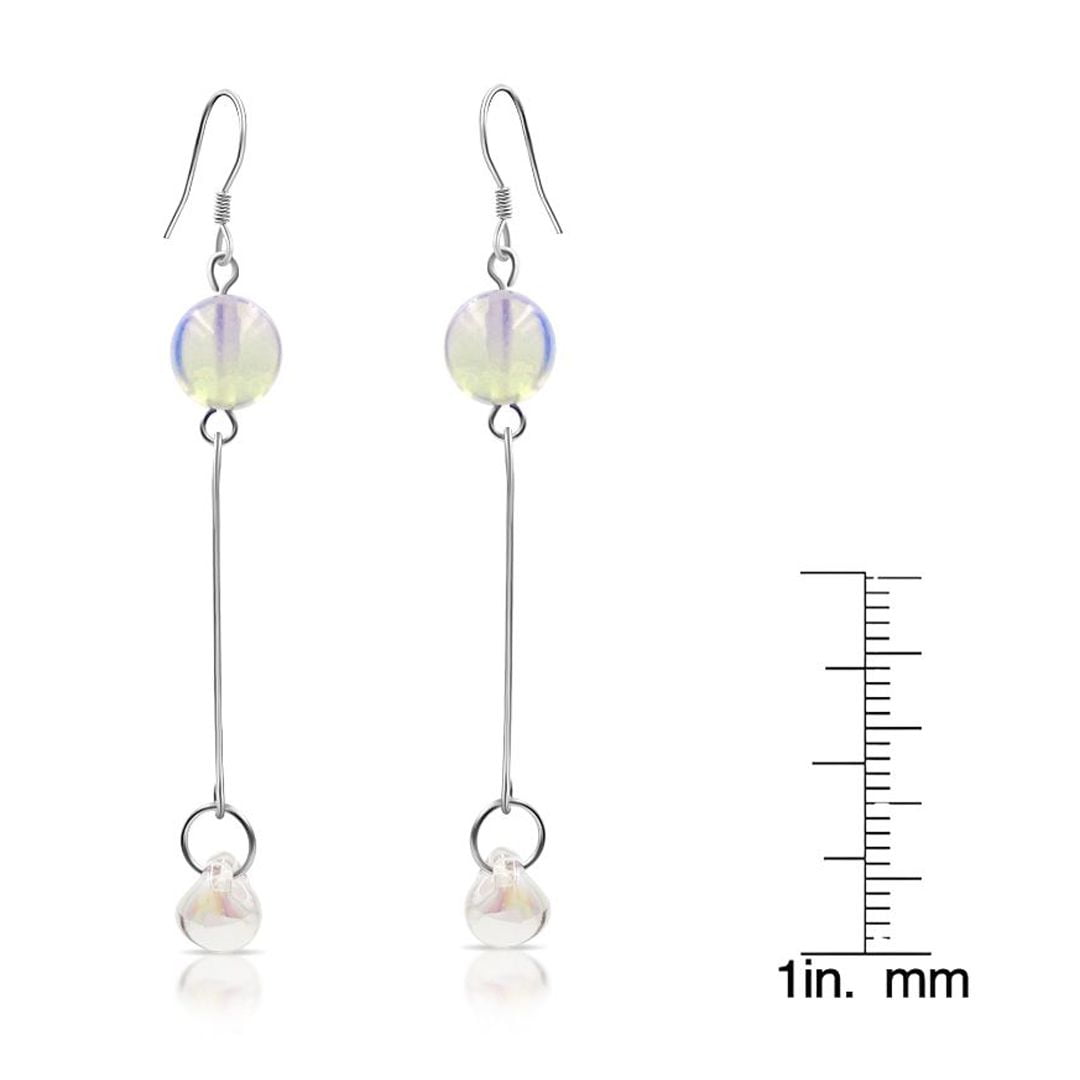 Glass Drop Moonstone Earrings - Sterling Silver by BESHEEK
