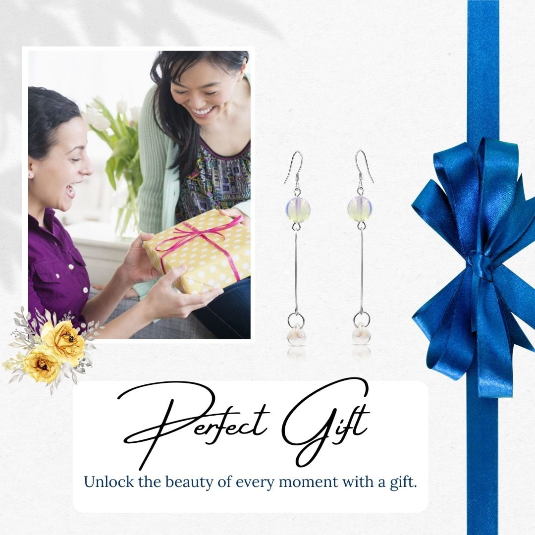 Glass Drop Moonstone Earrings - Sterling Silver by BESHEEK