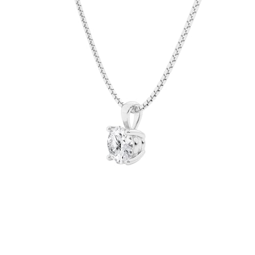 Lab Grown Diamond Solitaire Pendant in 14K White Gold