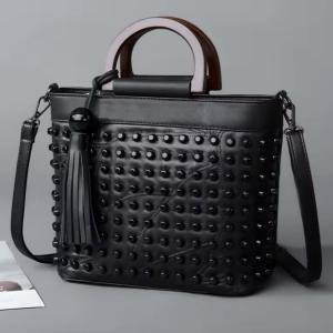 Luxury Rivet Sheepskin Leather Handbag for Women