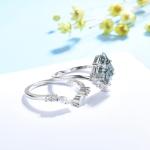 Moss Agate Gemstone Ring Set in Sterling Silver