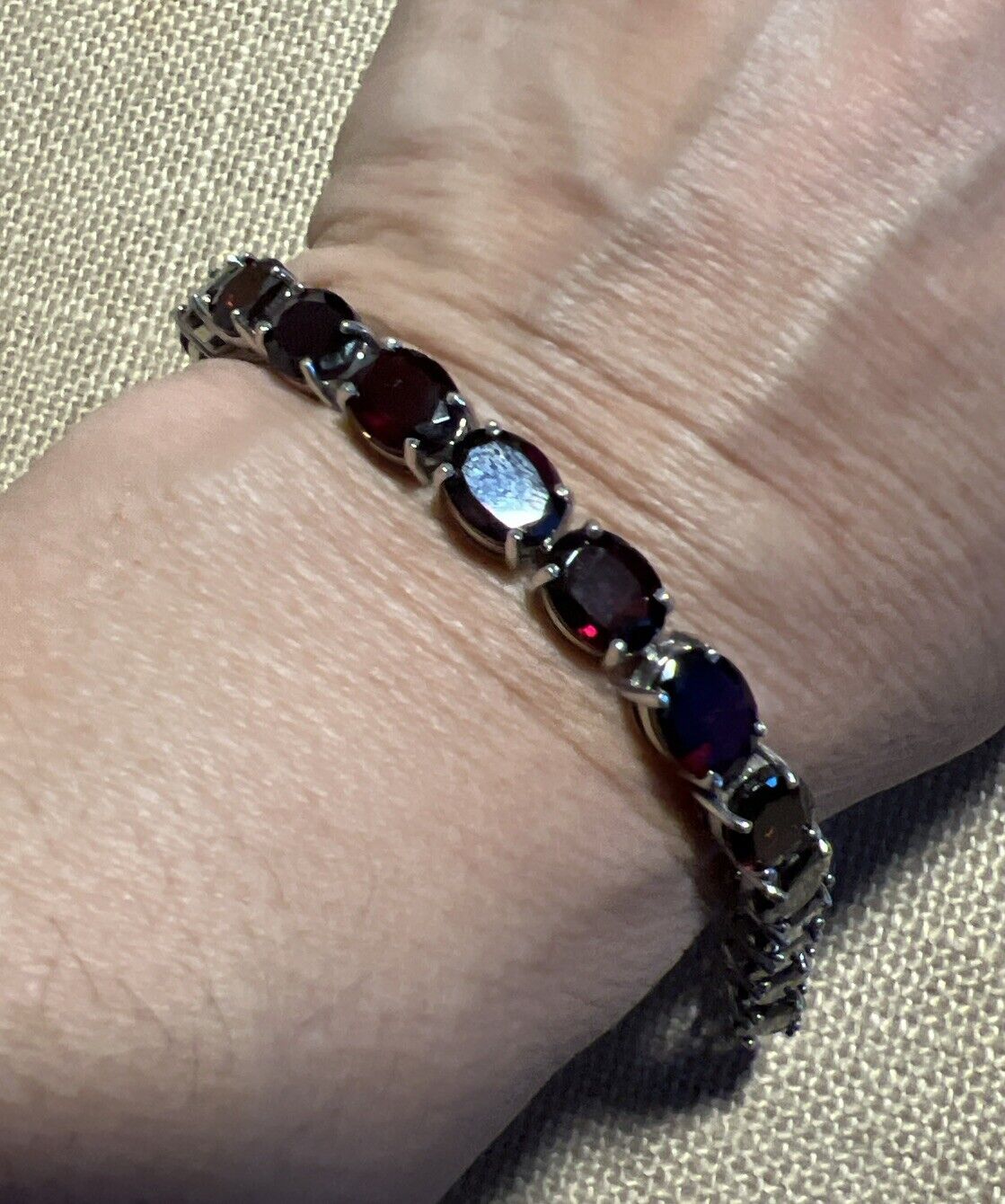 Garnet Sterling Silver Bracelet 20+ CTs