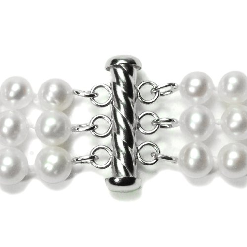 White Freshwater Pearl Bracelet in Sterling Silver (8")