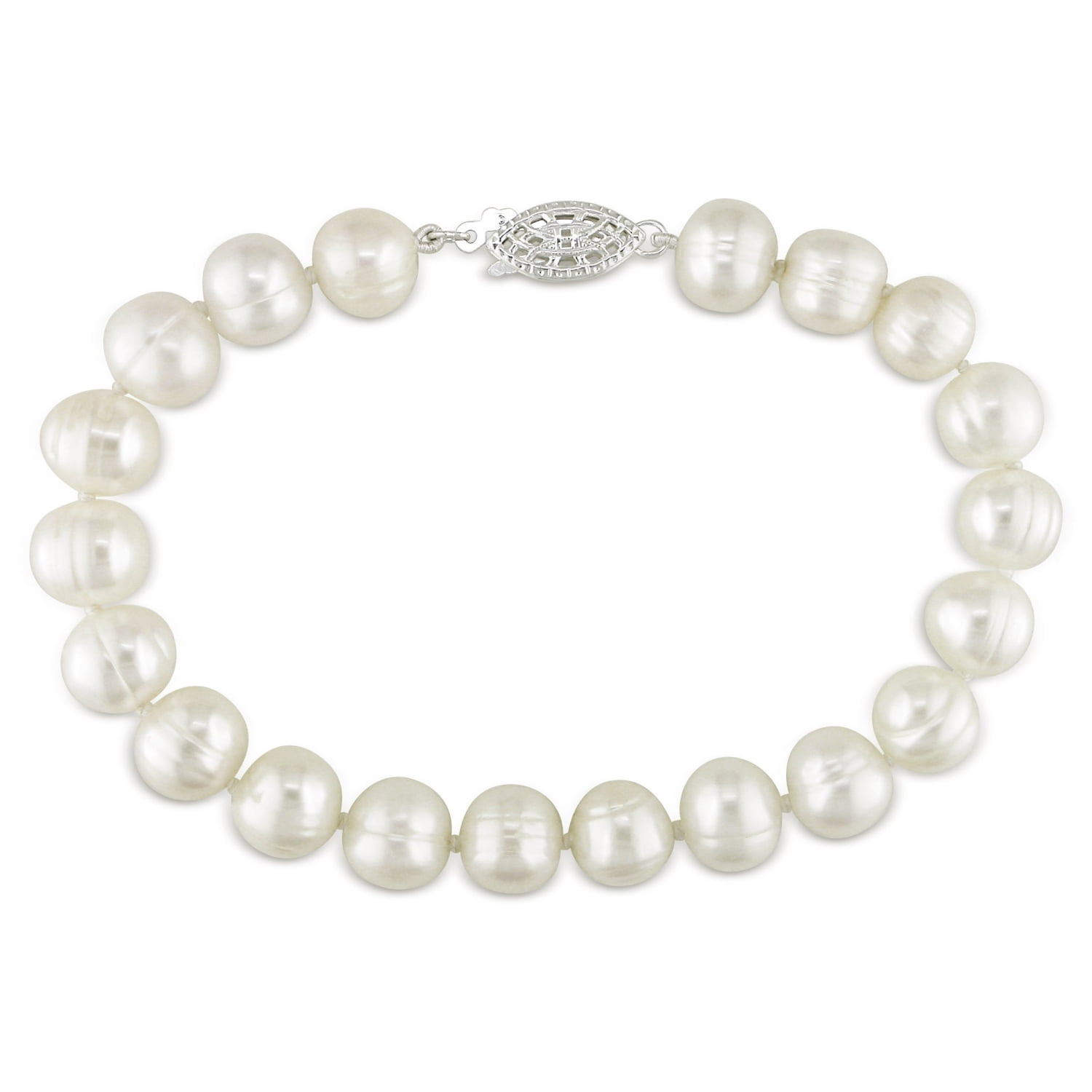 White Freshwater Pearl Bracelet in Sterling Silver