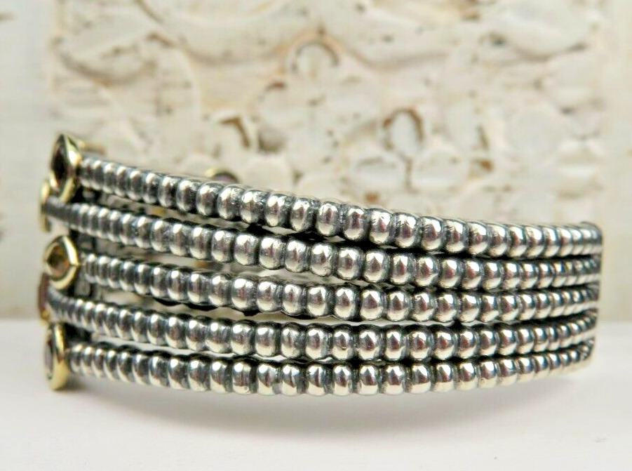 Multi Gemstone Sterling Silver & 14K Gold Bracelet