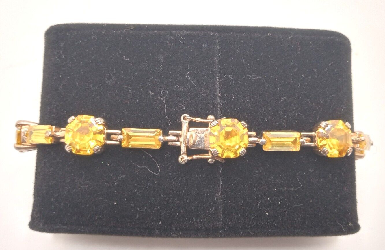 Natural Citrine .925 Sterling Vermeil Tennis Bracelet - 7