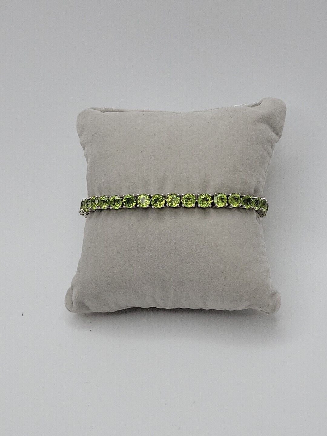 Peridot Green Gemstone Tennis Bracelet 925 Silver Vintage