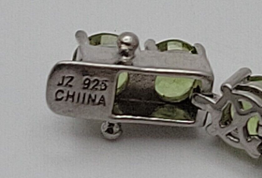 Peridot Green Gemstone Tennis Bracelet 925 Silver Vintage