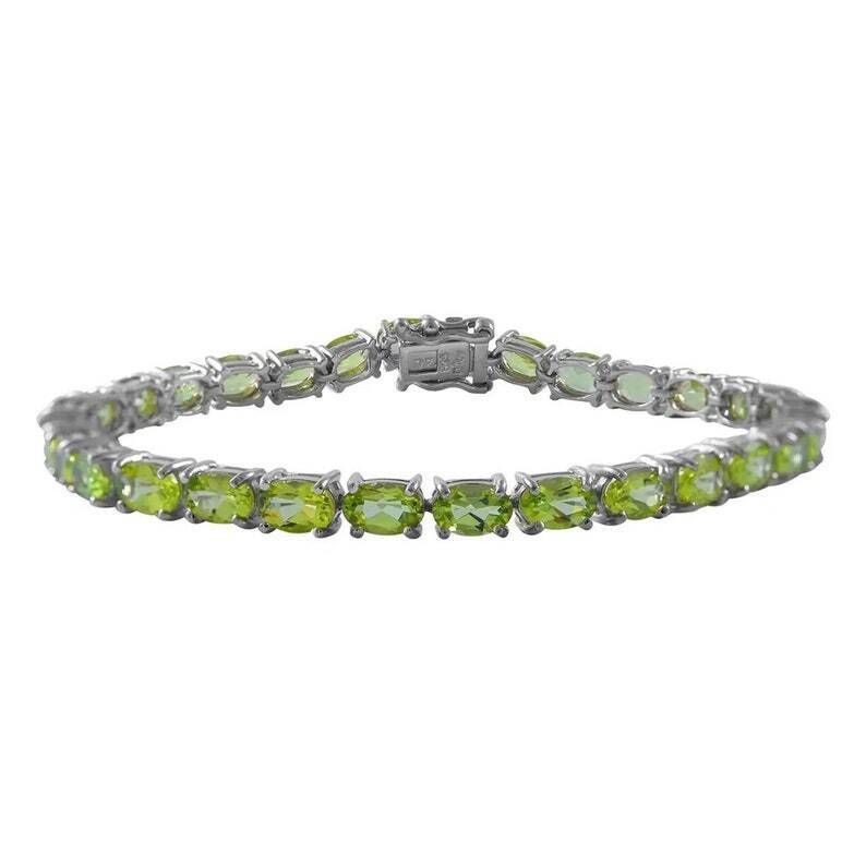 Peridot Birthstone 925 Sterling Silver Tennis Bracelet