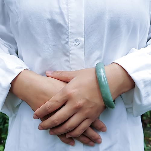 Natural Green Jade Bangle Bracelet - Handmade Good Luck