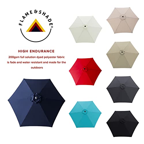 Navy Blue Outdoor Garden Parasol with Tilt and Crank