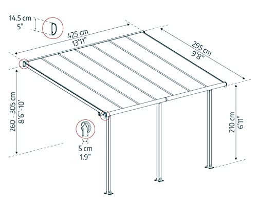 Palram OLYMPIA 3X4.25 GREY CLEAR PATIO COVER