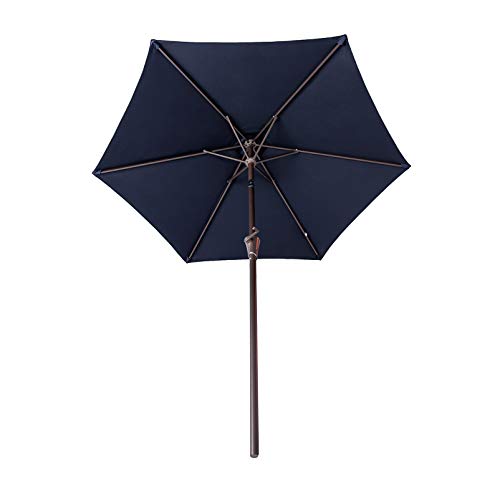 Navy Blue Outdoor Garden Parasol with Tilt and Crank